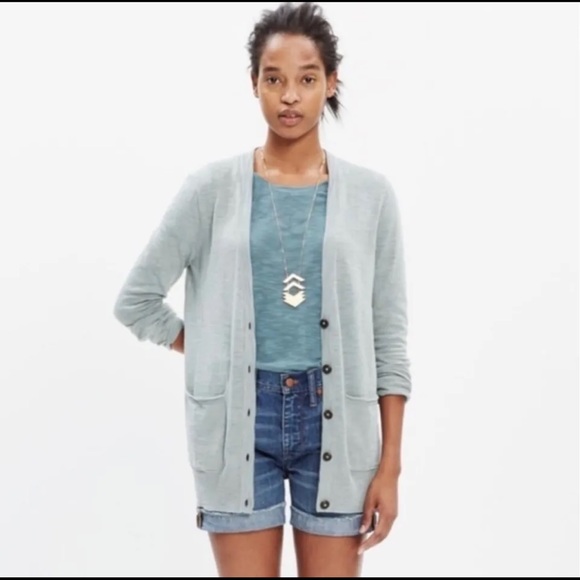 Madewell Sweaters - Madewell Graduate Sweater Cardigan Light Green Cotton Spring Women’s Size L